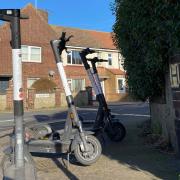 A few Ginger e-scooters were placed on Stafford Road on Thursday, but the service remains suspended. Picture - Daniel Hickey