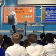 Ormiston Academies Trust’s lead practitioner for science, Ben Gott demonstrated chemistry to the children