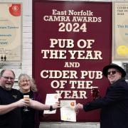 The team from Blackfriars Tavern celebrating their double win at this year's East Norfolk CAMRA awards. Picture - CAMRA