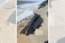 A road fell into the sea amid high tides and strong winds battering the coastline at Hemsby