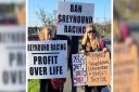 An animal rights group gathered outside Great Yarmouth Stadium yesterday to demonstrate against greyhound racing
