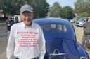 Gorleston man Malcolm Metcalf next to a car once owned by Elvis Presley.