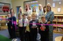 Author Louise Gooding (centre-left) officially opened the revamped library at Homefield. Picture - Homefield CE VC Primary