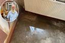Edward Stewart has been living with a puddle in his living room due to an ongoing water leak. Pictures - James Weeds
