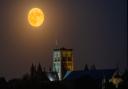 The supermoon over St Albans Cathedral in June 2022