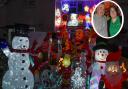 Michael Naylor and daughter Danielle Wood, alongside their incredible collection of Christmas lights and inflatables