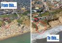 Hemsby coastline has seen drastic changes over the past thirty years. Pictured: Hemsby Gap in 2003 and in 2023. Picture - Mike Page