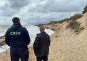Hemsby Independent Lifeboat crewmembers were monitoring the Gap area of the beach on Thursday morning following the high tide. Picture - James Weeds