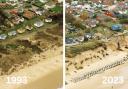 Before and after photos show the impact of 30 years of coastal erosion at Hemsby.