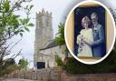 The grave mix-up happened at St Margarets Church in Ormesby. Inset: Barry and Delia Halksworth on their wedding day in 1987