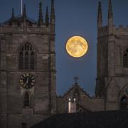 The full moon over King's Lynn Minster. This month's is called the Pink Moon.