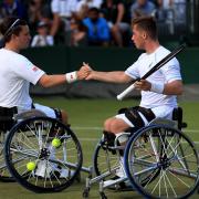 Alfie Hewett, right, and Gordon Reid on their way to the Wimbledon doubles final. Picture: PA
