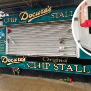 Flowers were left outside Docwra's Chip Stall on Wednesday following the death of its owner, Norma Docwra (right).
