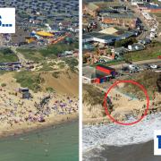 Hemsby coastline has seen drastic changes over the past thirty years. Pictured: Hemsby Gap in 2003 and in 2023. Picture - Mike Page