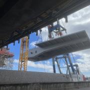 First bridge section of £121m third crossing being lifted into place