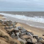 Rocks are being placed at The Marrams in Hemsby to protect clifftop homes from further erosion. Photo: James Bensly.