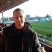 Sean Dunn, 41, at Wrexham's Racecourse Ground on December 16.