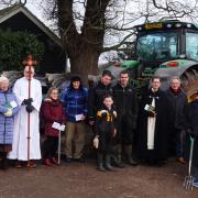 Almost 30 people gathered to see the blessing of a plough ahead of farming season