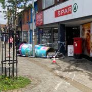 A car crashed into the Spar shopfront in Gorleston High Street