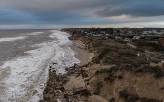 Hemsby was battered by a high tide and strong winds, with drone images showing the extent of the erosion damage